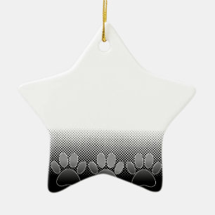 Black And White Paws Gradient Background Ceramic Tree Decoration