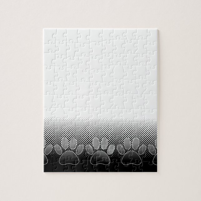 Black And White Paws Gradient Background Jigsaw Puzzle (Vertical)