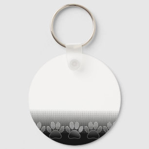 Black And White Paws Gradient Background Key Ring