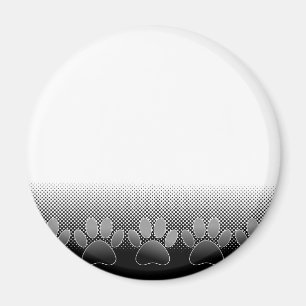 Black And White Paws Gradient Background Magnet