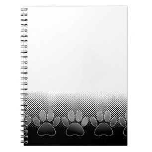 Black And White Paws Gradient Background Notebook