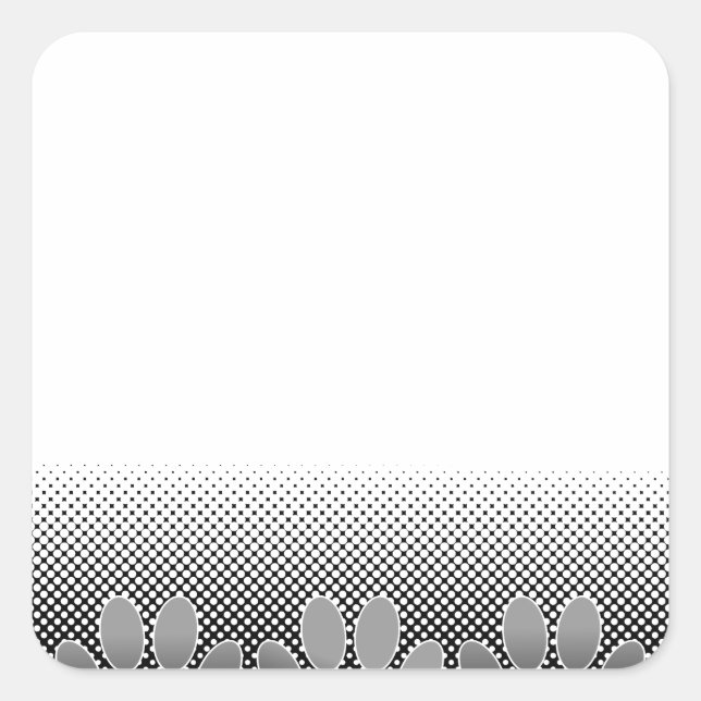 Black And White Paws Gradient Background Square Sticker (Front)