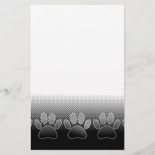 Black And White Paws Gradient Background Stationery