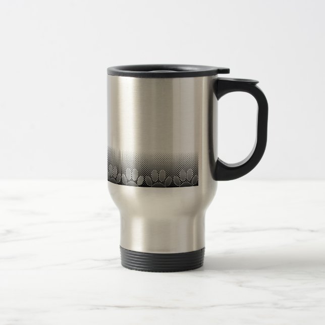 Black And White Paws Gradient Background Travel Mug (Right)