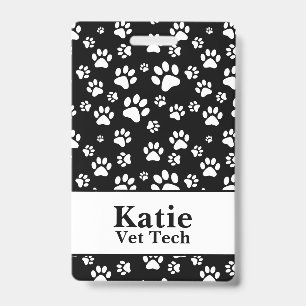 Black and White Paws Signature  ID Badge