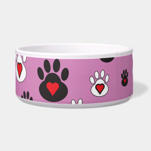 Black and White paws with hearts on pink