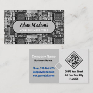 Black and White PCB Printed Circuit Board QR Code Business Card