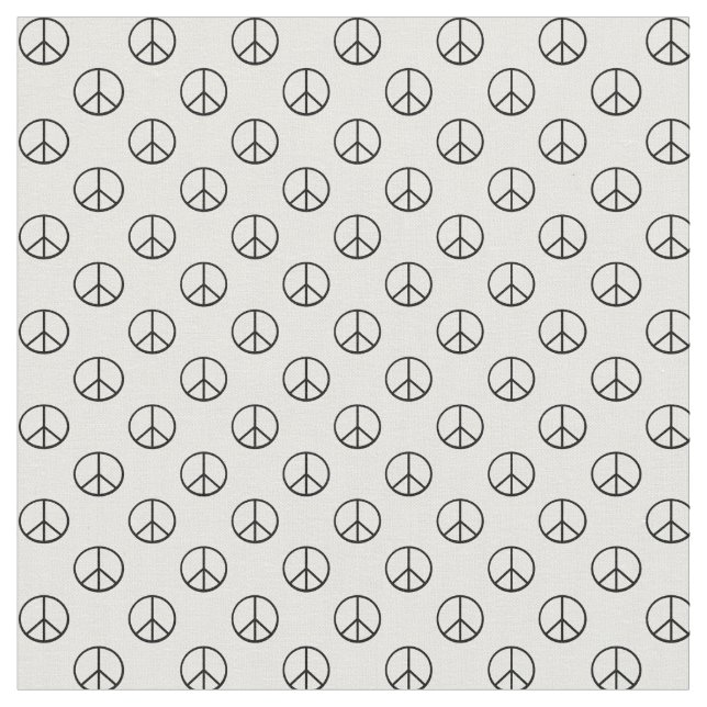 Black and White Peace Sign Fabric (Close Up)