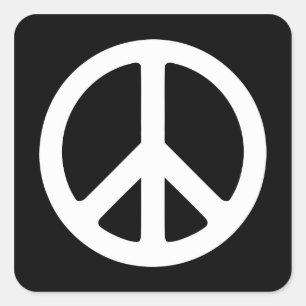 Black and White Peace Sign Square Sticker