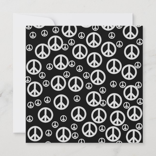 Black and White Peace Signs Invitation (Front)