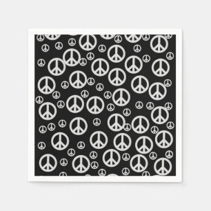 Black and White Peace Signs Napkin