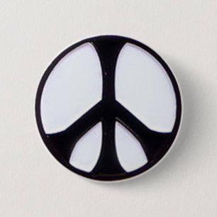 Black and White Peace Symbol 6 Cm Round Badge