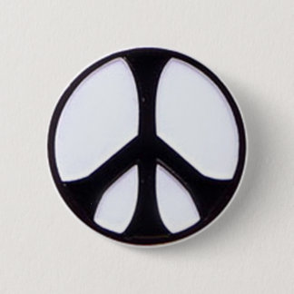 Black and White Peace Symbol 6 Cm Round Badge