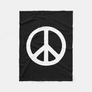 Black and White Peace Symbol Fleece Blanket