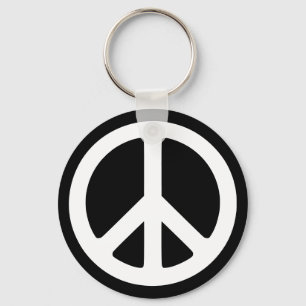 Black and White Peace Symbol Key Ring