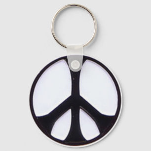 Black and White Peace Symbol Key Ring