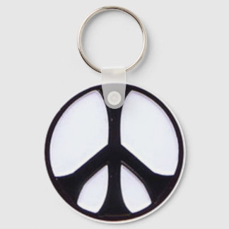 Black and White Peace Symbol Key Ring