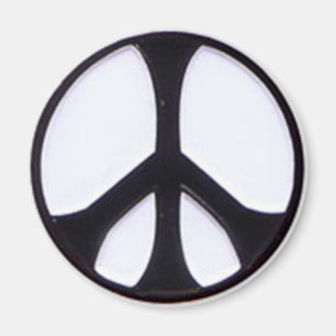 Black and White Peace Symbol Magnet