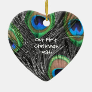 Black and White Peacock Feather Ornament