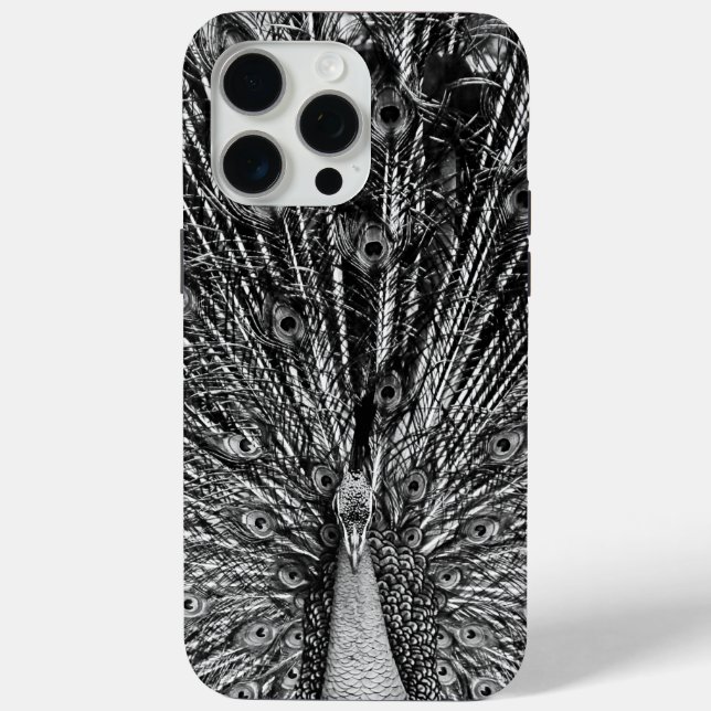 Black and White Peacock Photography Case-Mate iPhone Case (Back)