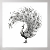 Black and White Peacock