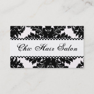 Black and White Pearl Damask Business Cards