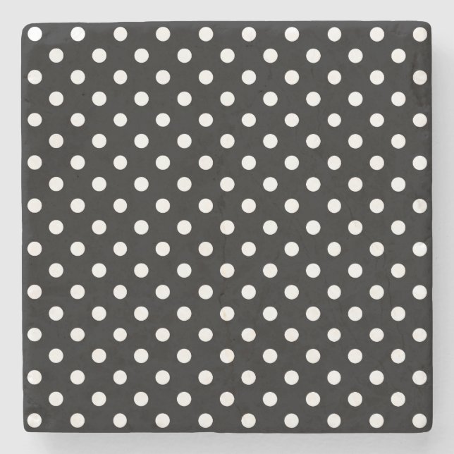 Black and White Peas Pattern Stone Coaster (Front)