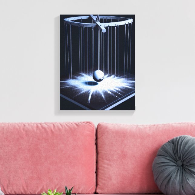 Black and White Pendulum Stretched Canvas Print (Insitu(LivingRoom))