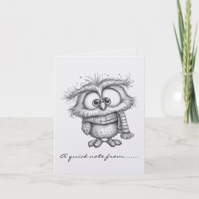 Black and White Penguin Note Card (Front)