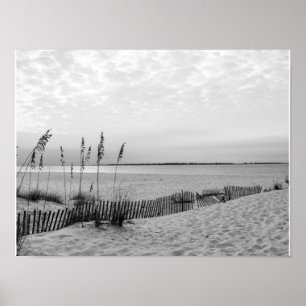 Black and White Pensacola Beach Poster