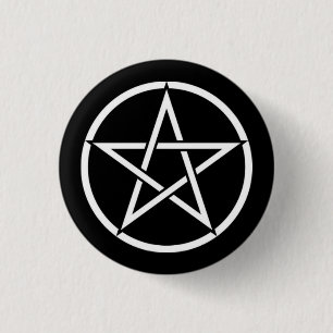 Black and White Pentacle Pentagram Button Badge