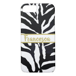 Black and White Personal Name Zebra iPhone 8/7 Case