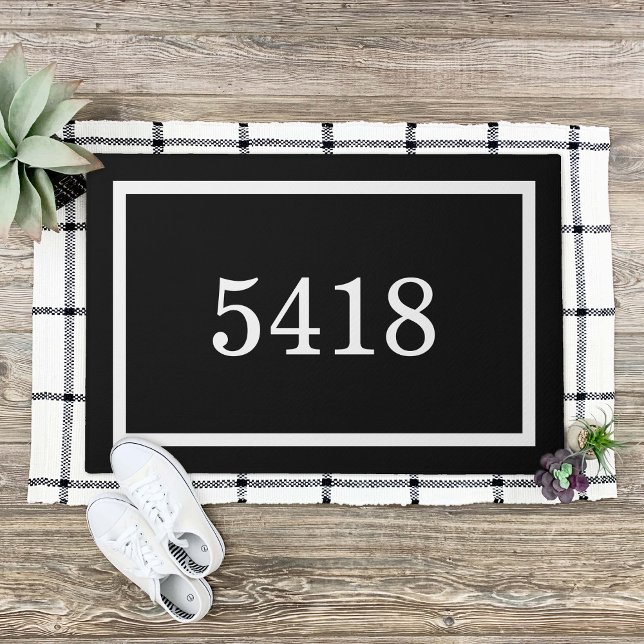 Black and White Personalised Address Number Doormat (Creator Uploaded)