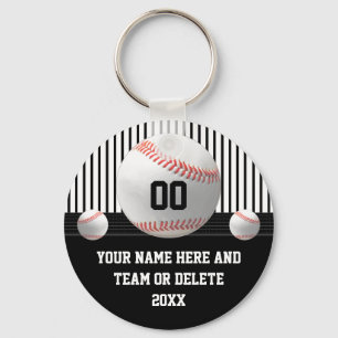 Black and White, Personalised, Baseball Team Gifts Key Ring