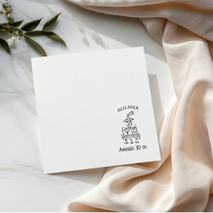Black and white Personalised Birthday hand drawn Napkin