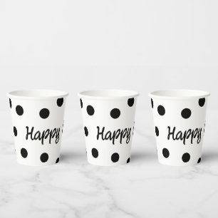 Black and white personalised birthday paper cups