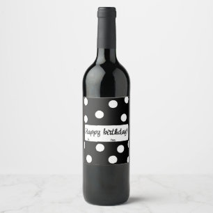 Black and white personalised birthday wine label