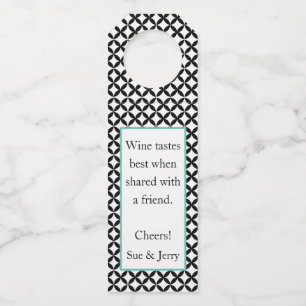 Black and White Personalised Bottle Hanger Tags