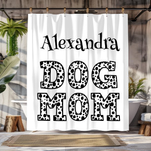 Black and White Personalised Dog Mum Shower Curtain