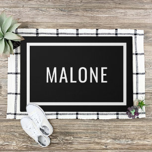 Black and White Personalised Family Name Doormat