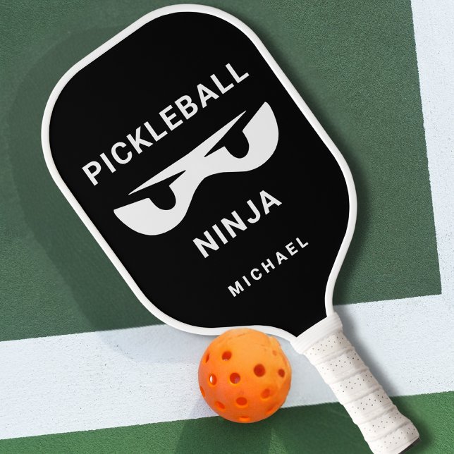 Black and White Personalised Fun Ninja Pickleball Paddle (Creator Uploaded)