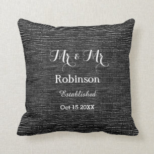 Black And White Personalised Gay Wedding Love Cushion