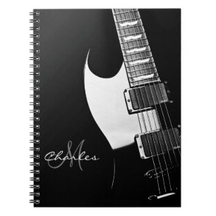 Black and White Personalised Guitar Music Notebook