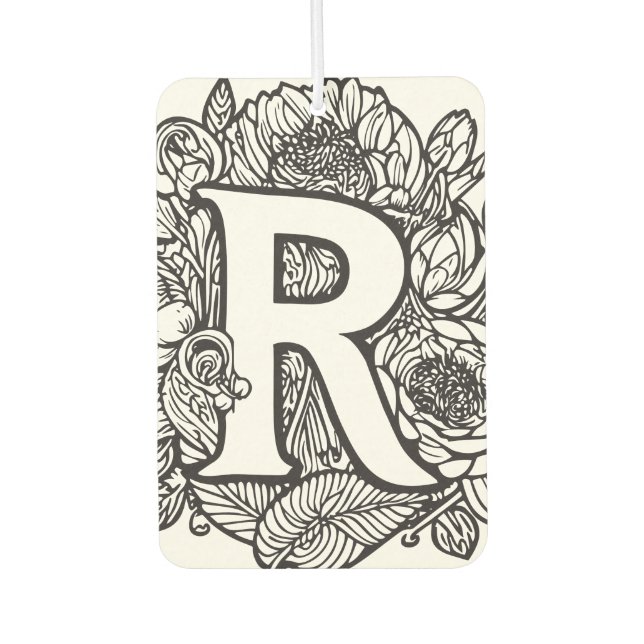 Black and White Personalised Ink Tattoo Flowers  Car Air Freshener (Front)