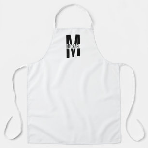 Black and White Personalised Monogram and Name Apr Apron