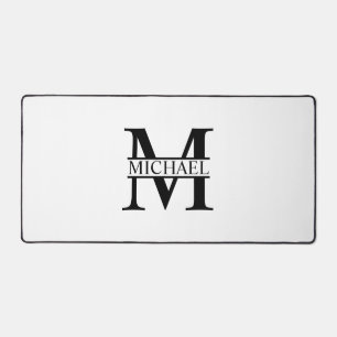 Black and White Personalised Monogram and Name Desk Mat