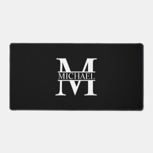 Black and White Personalised Monogram and Name Desk Mat