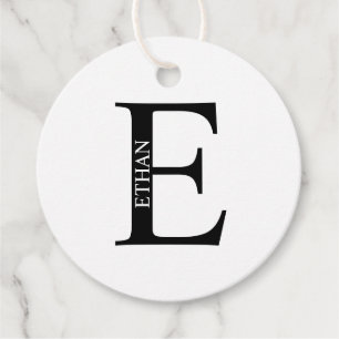 Black and White Personalised Monogram and Name Fav Favour Tags