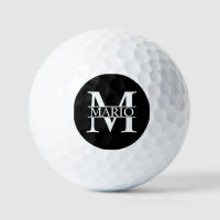 Black and White Personalised Monogram and Name Gol