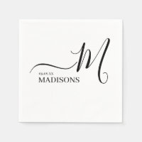 Black and White Personalised Monogram and Name Nap